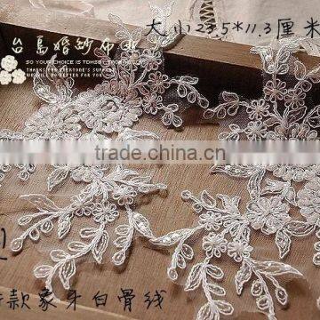 2015 Flower Pattern Bridal Wedding Dress Applique With Beads and Sequins photo-3