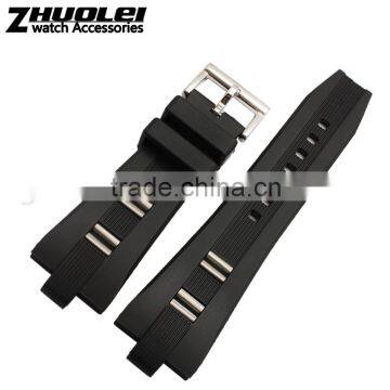 Hotsale 24mm waterproof black brown rubber watch strap for Men's with fashionable buckle