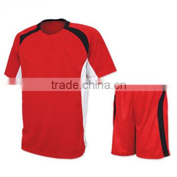 100% Polyester Soccer Uniform Shirt & Shorts Red/White/Black