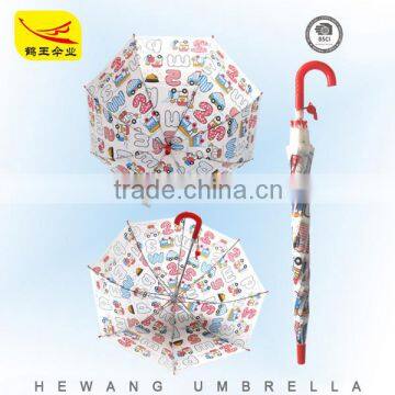 Kids Safty Cheap Umbrella With Curved Handle With Printing Pattern photo-3