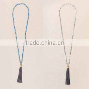 Features Semi-precious stones bead tassel necklace