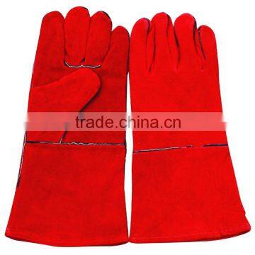 4 Inch Cow Split Leather Welding Gloves / Red Leather Gloves Men photo-2