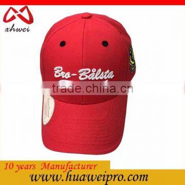 China supplier oem red brush Cotton 6 Panels Customized Promotional Golf Hats