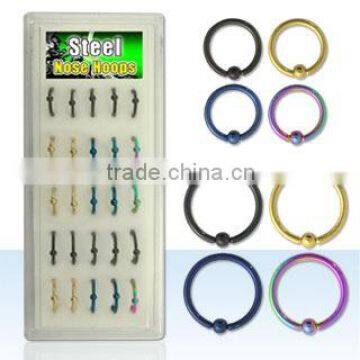 Stainless steel nose jewellery,steel nose hoops,nose jewellery, steel anodized eyebrow ring,steel nose jewelry,eyebrow jewelry