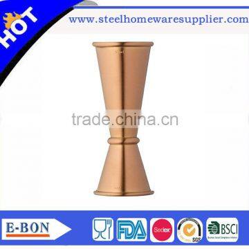 Hot sale stainless steel copper jigger double head jigger measuring cup for advanced bar