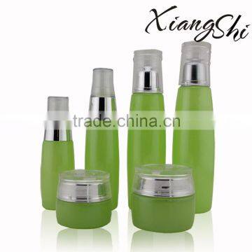 2016 new green coated face skin care serum pump bottles sets