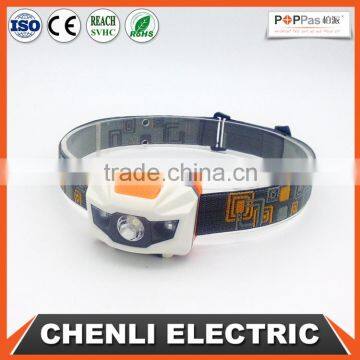 Poppas T16B 2 red smd LED +1W Power Led 3AAA battery operated outdoor waterproof running camping walking reading led headlamp