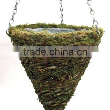 Mountain Rope and Moss Hanging Cone Basket