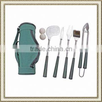 7-Piece Golf Shaped BBQ Grilling Tool Set with Carry Bag, Golf Grip Grilling Set