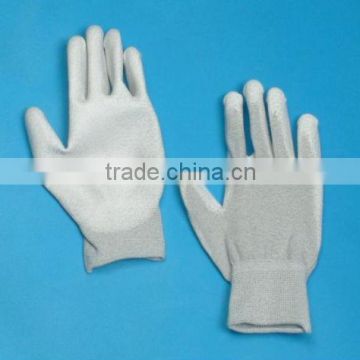 Carbon fiber ESD PU palm fit gloves