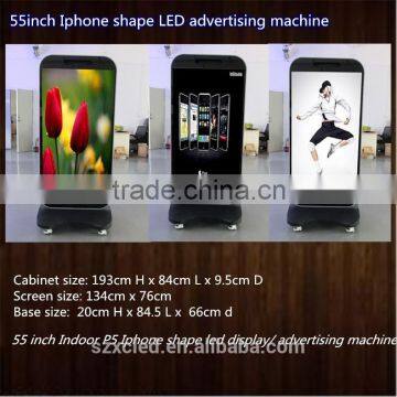 55 inch Indoor/Outdoor P5 Apple phone shape led display/ advertising machine