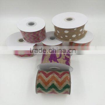 7cm natural colorful printed Jute Ribbon