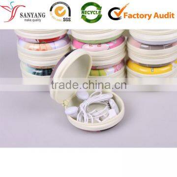 Wholesale custom small round cylinder fabric cloth packaging box for headphone earphone