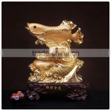 24k Golden color Chinese Luckly fengshui fish ,fish statue