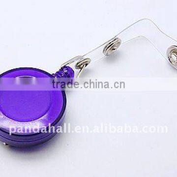 Plastic Card Holders, with Iron Findings, Round, Purple, Size: about 32x80x15mm(HJEW-H012-2)