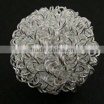 Handmade Iron Wire Beads, Round, Silver Color, 18mm in diameter(E322-1)