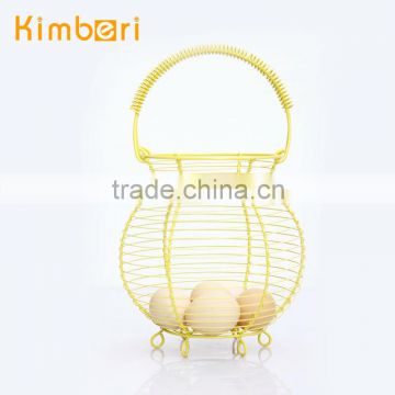 yellow fashion custom design metal hanging fruit egg basket with handle                        
                                                Quality Choice