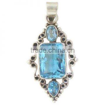 Handmade Blue Topaz Pendants silver jewellery sterling silver jewelery,gemstone jewelry Silver jewelry