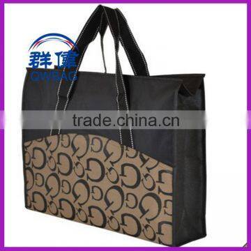 Black color 600D polyester Oxford shopping bag with Zipper