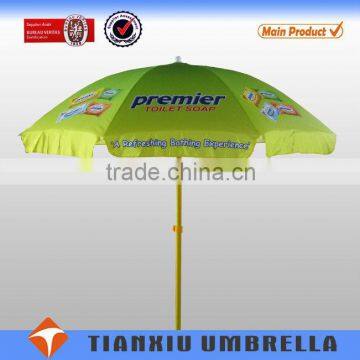 170T Polyester With Silver Coated Tropical Amblence Beach Sun Umbrella,waterproof wooden pole advertising sun beach umbrella