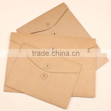 Custom size and logo file envelopes bag kraft tring tie envelope wholesale