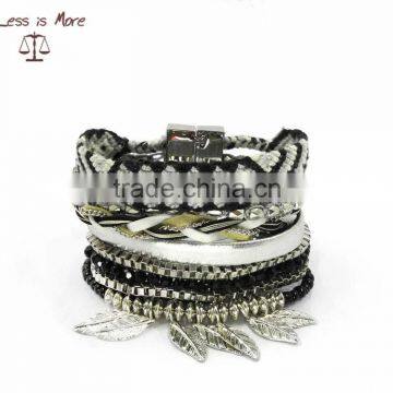 Top Quality Bohemian Bracelet with metal leaf Tassel Brazilian Magnet Bracelet