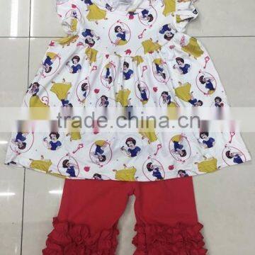 2016 new snowwhite princess pearl dress top capri set bulk wholesale baby girl outfits