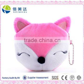 Pink Fox Cartoon Mini Coin Purse Plush Zipper Chain Wallet