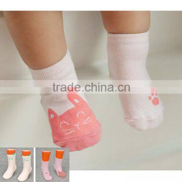 WZ6013 Unisex Baby socks floor sock lovely cat printed cotton baby socks 2015