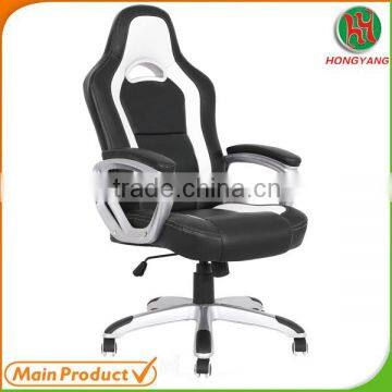 Comfortable Luxury executive high back racing chair with nylon base nylon armrest headrest hole in comfortable gaming char