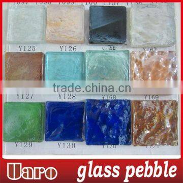 square iridescent bumpy glass mosaic chips