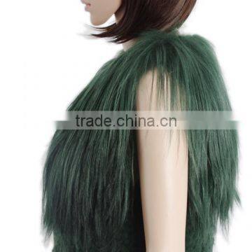 Women Sheared Rabbit Fur and Goat Fur Vest / Women Real Fur Vest/Stylish Long KZ150092 photo-5