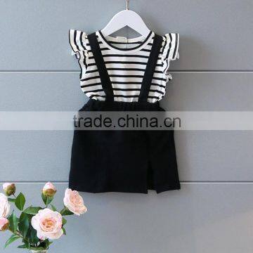 Factory Price Instock Lovely Stripes New Design Children's Skirt Suit