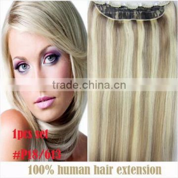 mix color hair extension 22inch clip in remy hair extensions1 pieces snap clips