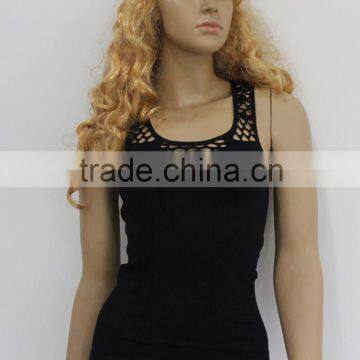 XINMEI underwear Fashion Hollow out Lady/Girl Vest can be printed LOGO and Stone