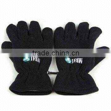 promotional mens black polar fleece glove with embroidery logo