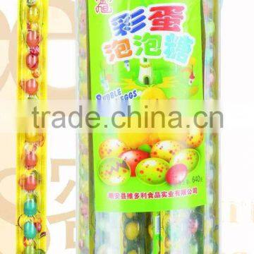 14ct small speckled gum balls on paper rule in PVC jar(candy fruit flavour chewing gum)