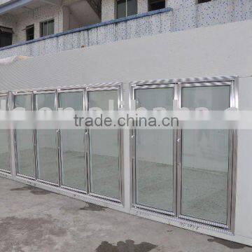 Supermarket glass display freezer room