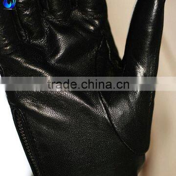 Fancy Women Wool Lined Black Sheepskin Leather Touchscreen Gloves With Zipper photo-3