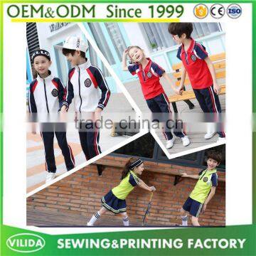 England Style Fashion Winter Primary School Uniform High Quality Zipper Red Coat and Bule Trouser photo-3