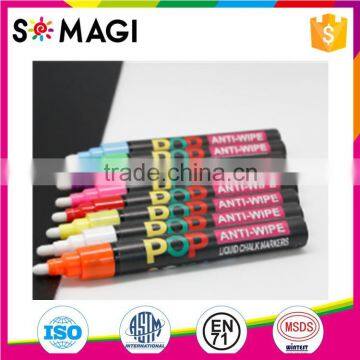 8 Pack Fluorescent colors Anti-wipe Marker Pen with Reversible 6mm Tip for Creative Writing