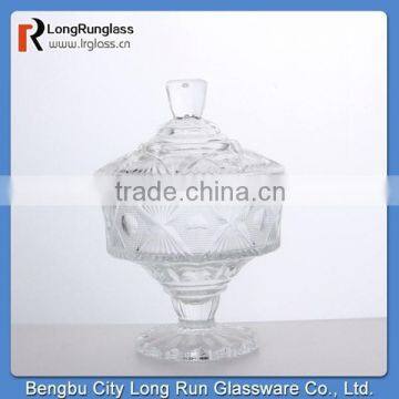 LongRun 2015 new design embossed pattern glass candy dish