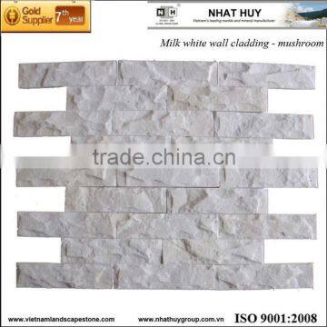 wall cladding milk white mushroom stone marble