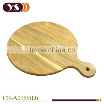 Round acacia wood chopping board with handle