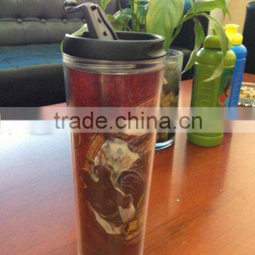 drinking reusable plastic acrylic straw cup with lid