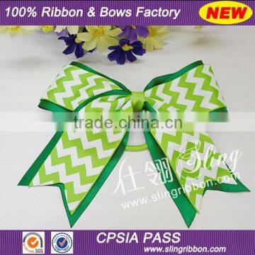 Wholesale 6 inch Chevron Cheer Leading Bows with Ponytail Holder