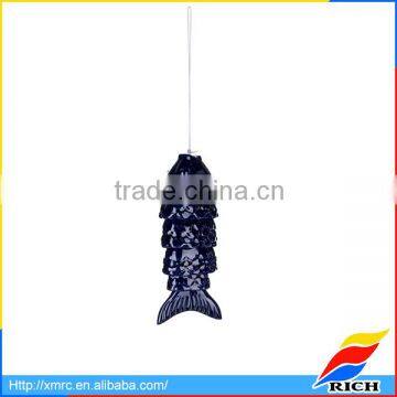 2017 New Design Blue Ceramic Fish Wind Chime Home Decor