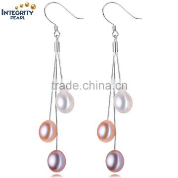 mixed colour 7-7.5mm rice freshwater hot sale women pearl earring