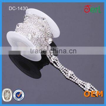 Clear Silver Crystal Glass Rhinestone Chain Sewing Banding Wedding Trims