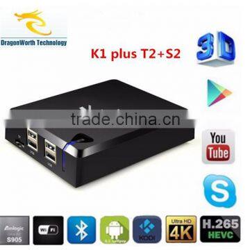 2016 Hotselling Android 5.1 TV Box k1 plus amlogic dvb s2 t2 android tv box